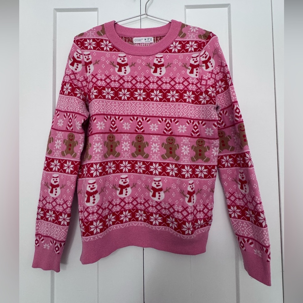 Primark Pink Festive Snowman and Gingerbread Sweater